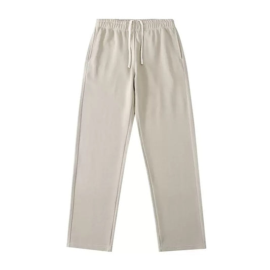 Beige Wide-leg 340g Cotton non-Scimitar Sweatpant