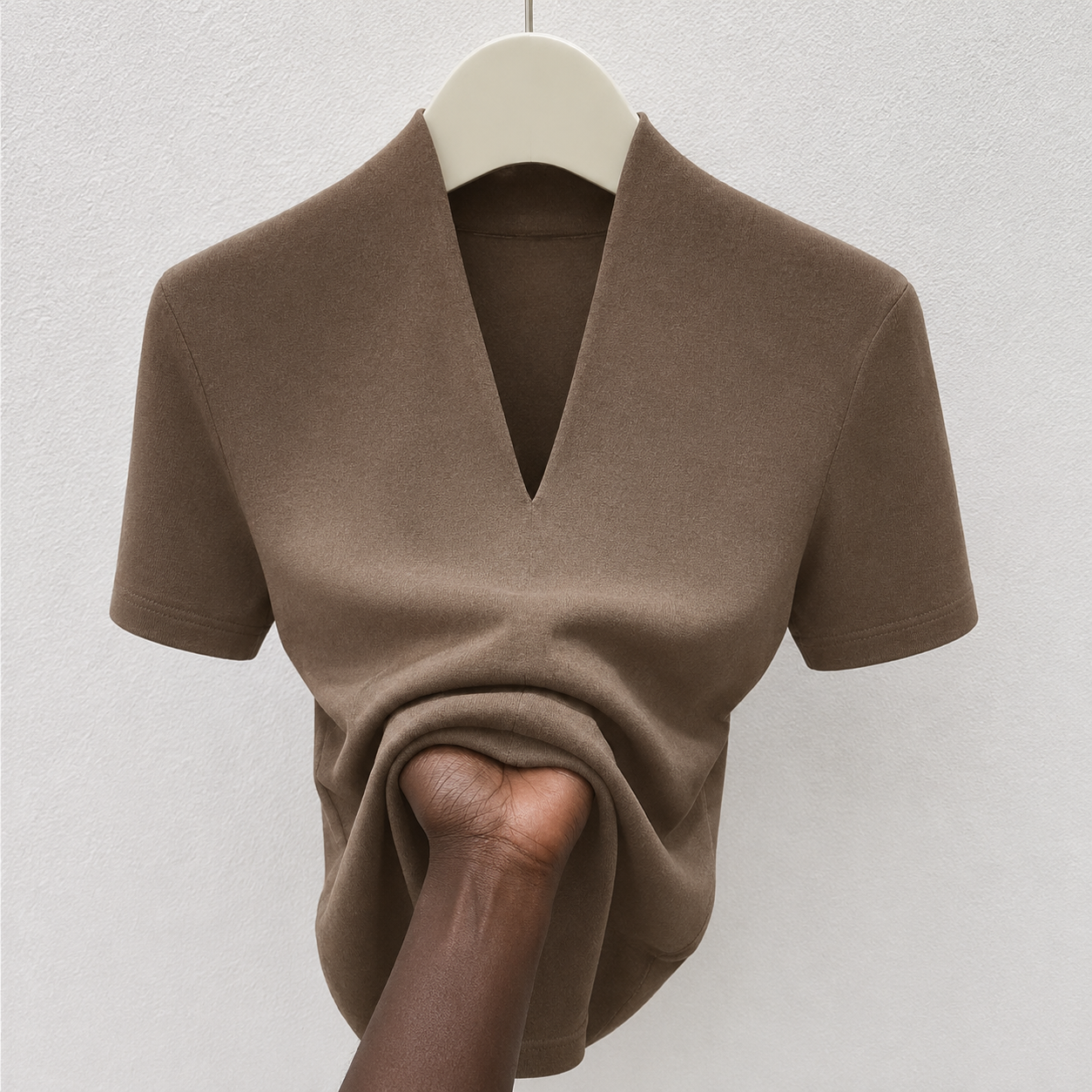 Mocha Slim V-neck T-shirt