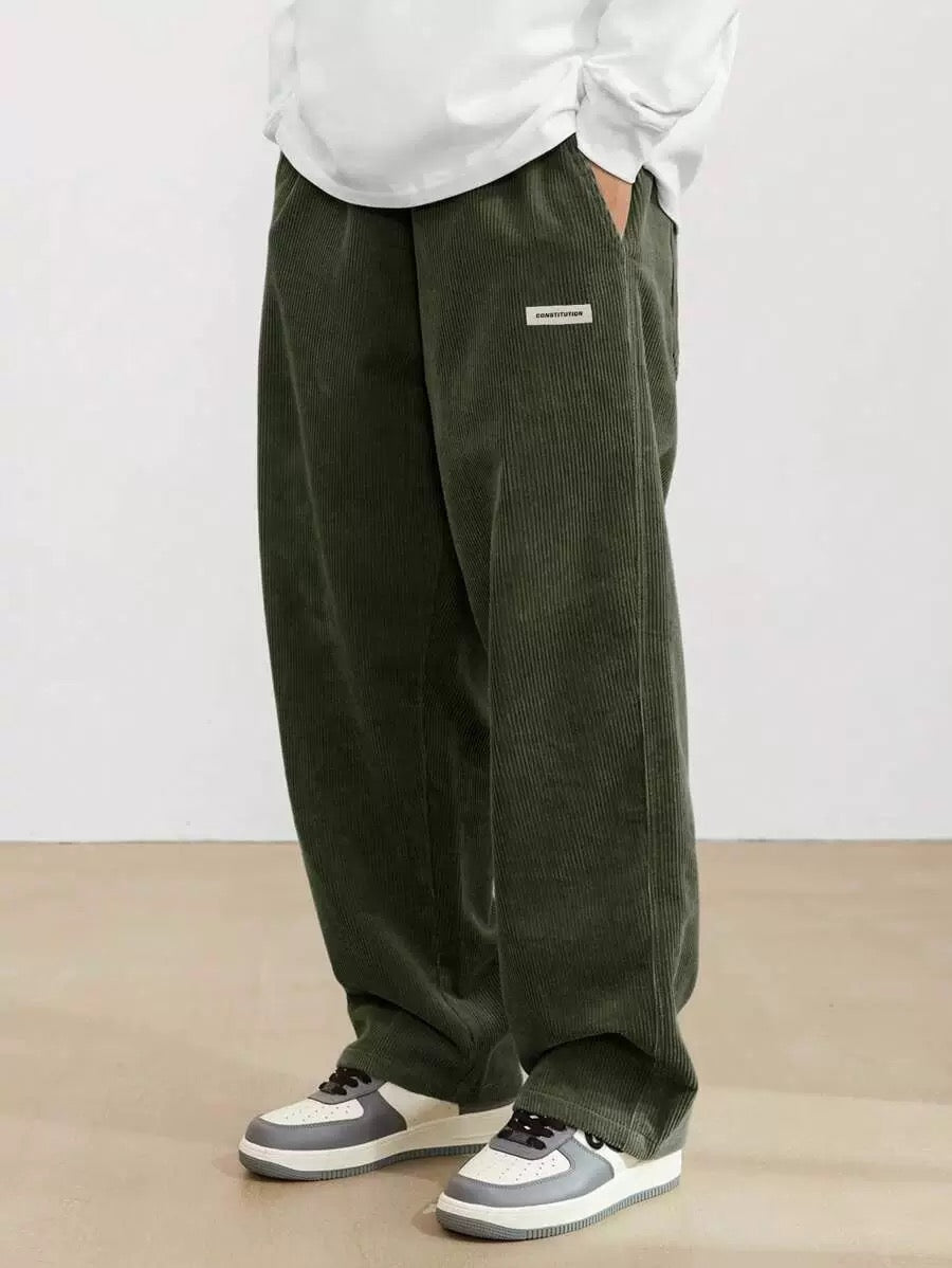 Army Green Wide-leg Sweatpant (Corduroy)