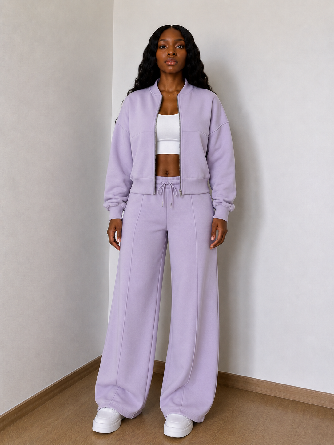 Lavender 2pc Zip Set(Polyester & Wool)