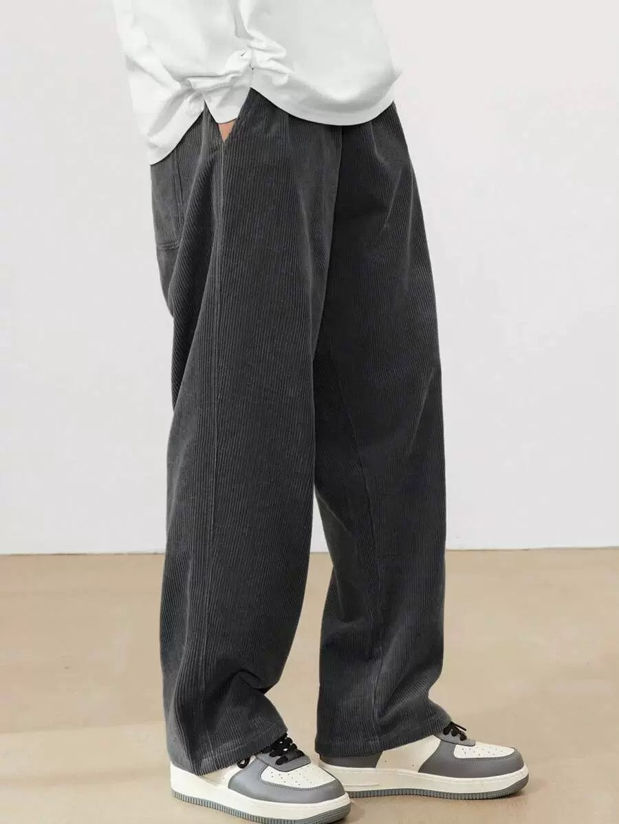 Dark Grey Wide-leg Sweatpant (Corduroy)