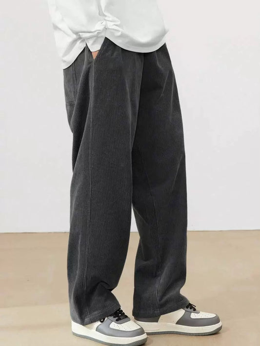 Dark Grey Wide-leg Sweatpant (Corduroy)