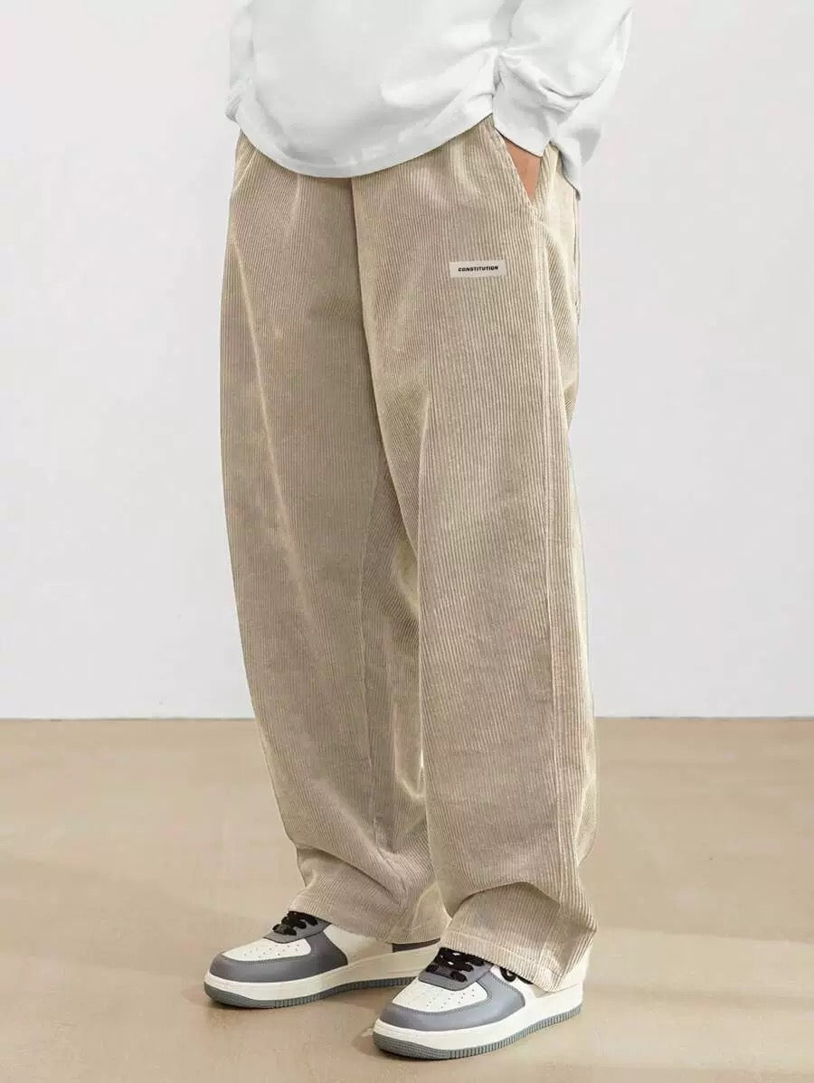 Khaki Wide-leg Sweatpant (Corduroy)