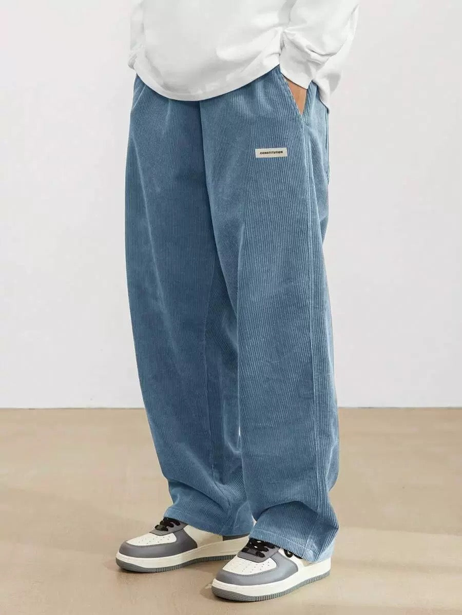 Haze Blue Wide-leg Sweatpant (Corduroy)
