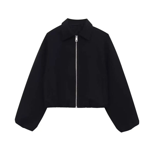 Black Puff Collar Jacket
