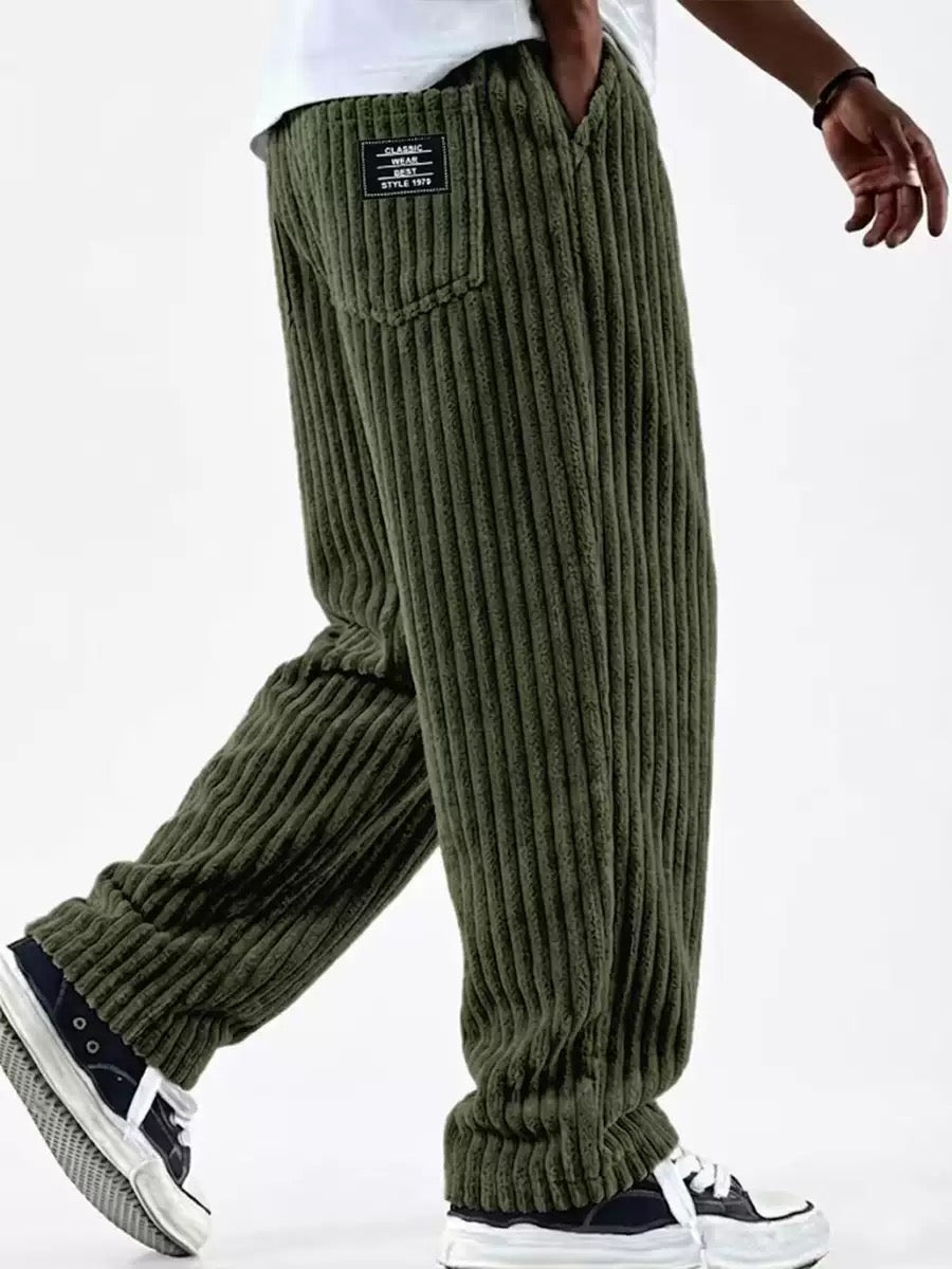 Army Green Wide-leg Sweatpant (Big Corduroy)