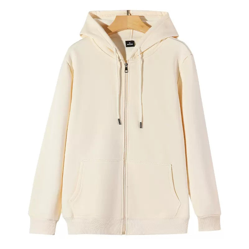 Apricot Zip Hoodie (Heavy Cotton & Wool)