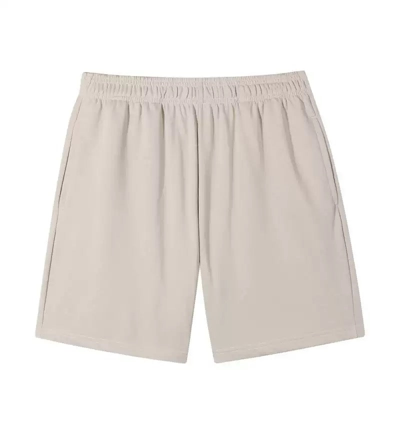 White-Beige Heavy Cotton Basic Shorts