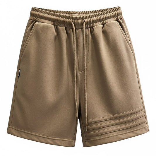 Brown 3-line Polyester Shorts