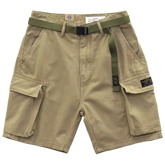 Khaki Vintage Chino Cotton Cargo Shorts