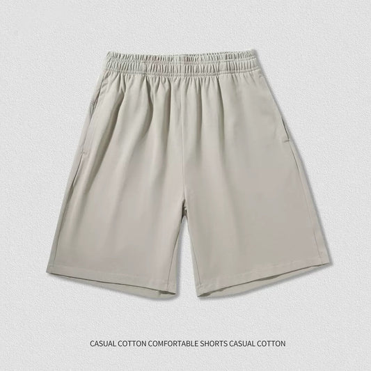 Khaki Heavy Cotton Loose Basic Shorts