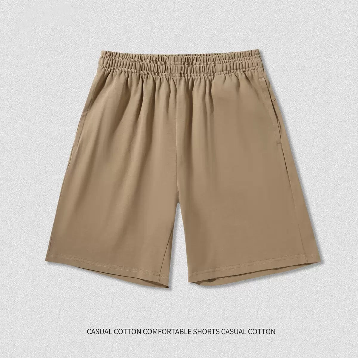 Camel Heavy Cotton Loose Basic Shorts