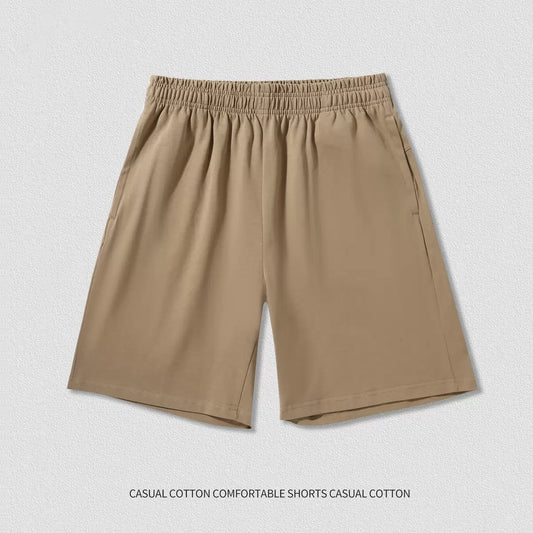 Camel Heavy Cotton Loose Basic Shorts