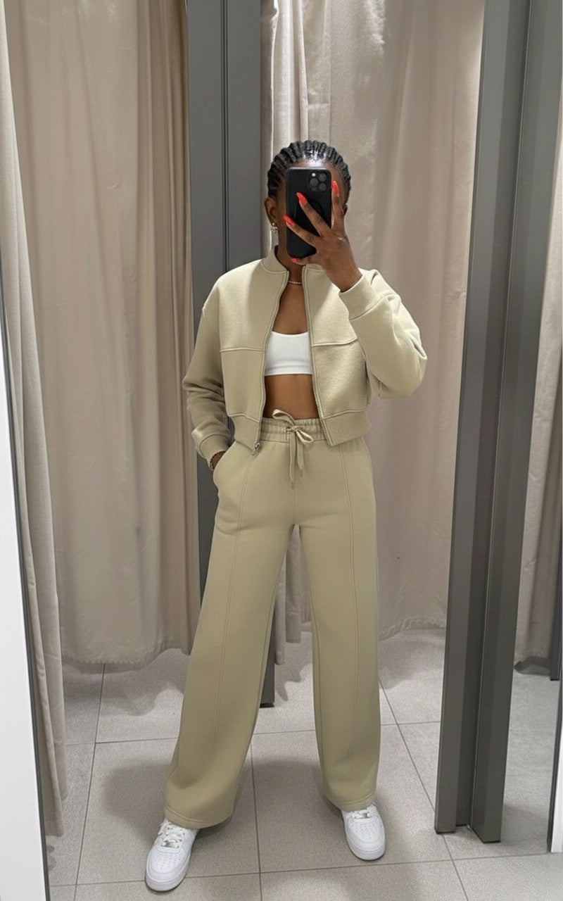 Lemon Chiffon 2pc Zip Set(Cotton/Polyester & Wool)