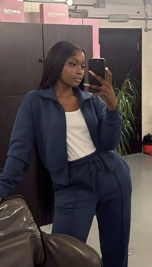 Navyblue 2pc Zip Set(Cotton Blend)