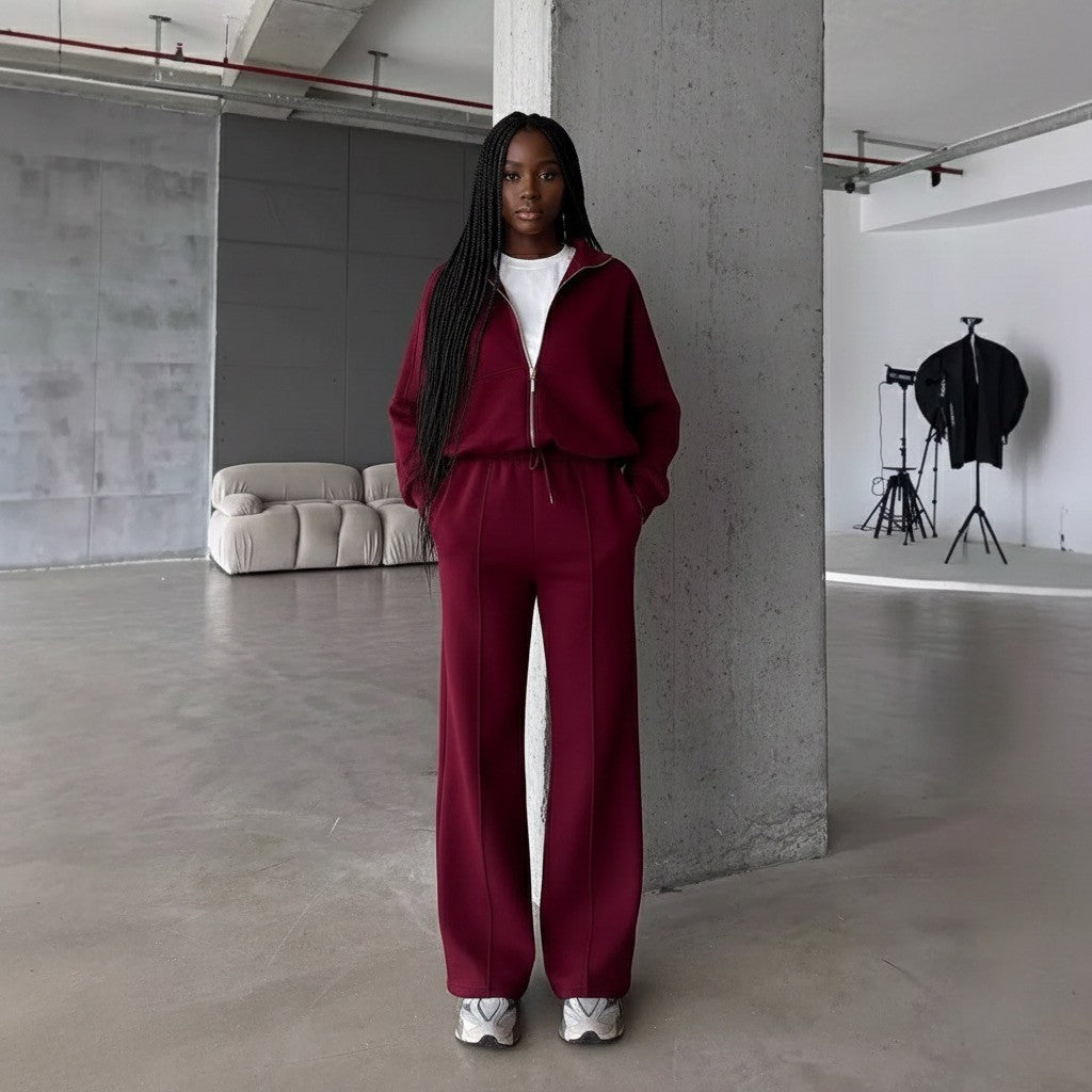 Maroon 2pc Zip Set(Cotton Blend)