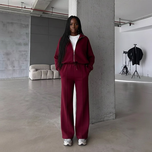 Maroon 2pc Zip Set(Cotton Blend)