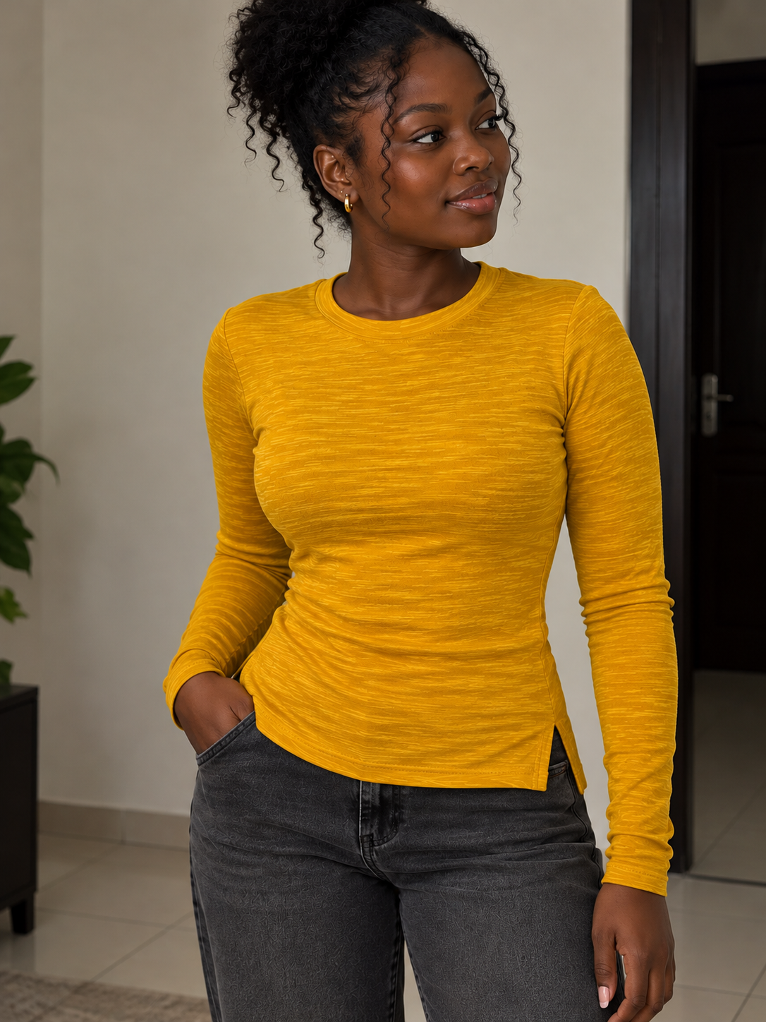 Golden Yellow Heather Longsleeve T-shirt
