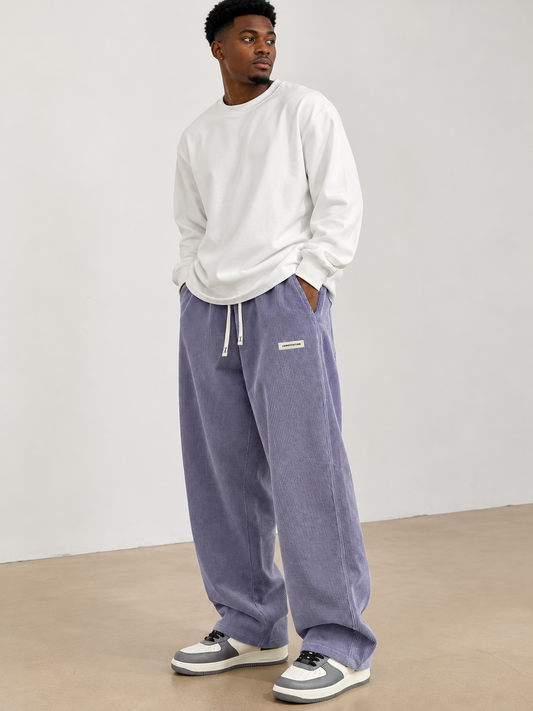 Lavender Wide-leg Sweatpant (Thin Corduroy)