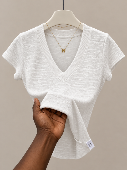 White Heather V-neck T-shirt