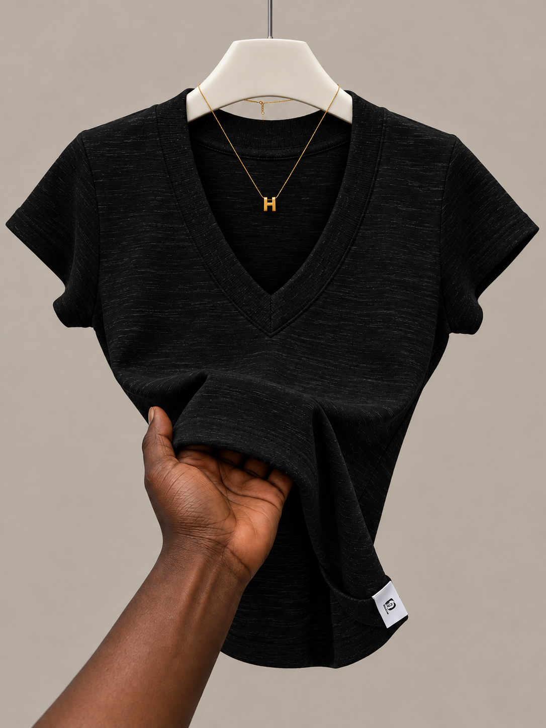 Black Heather V-neck T-shirt