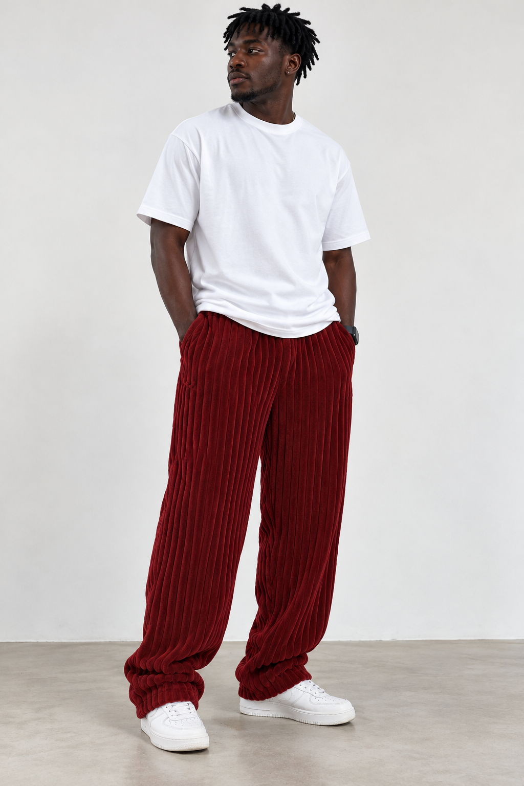 Maroon Wide-leg Sweatpant (Big Corduroy)