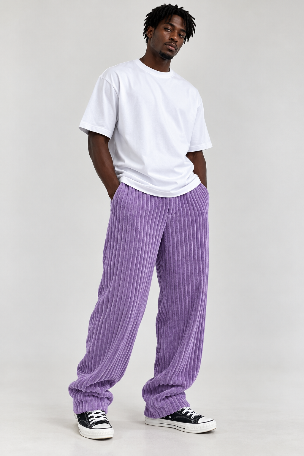 Lavender Wide-leg Sweatpant (Thick Corduroy)