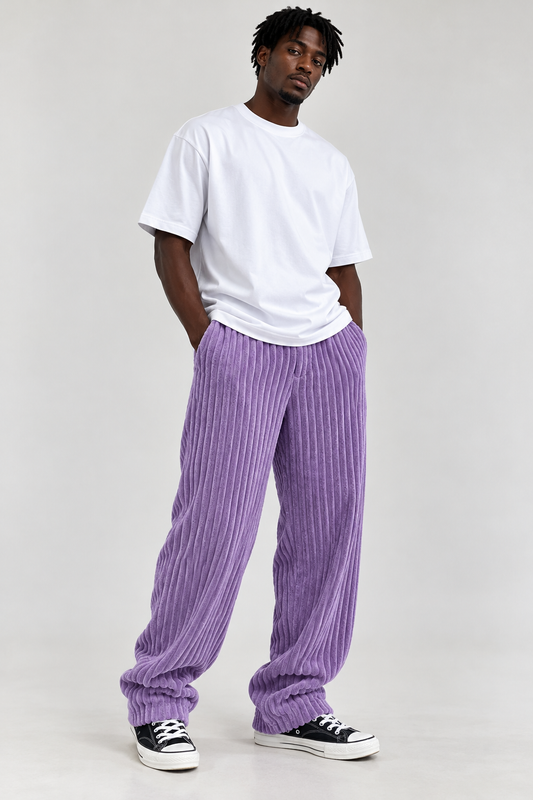 Lavender Wide-leg Sweatpant (Thick Corduroy)