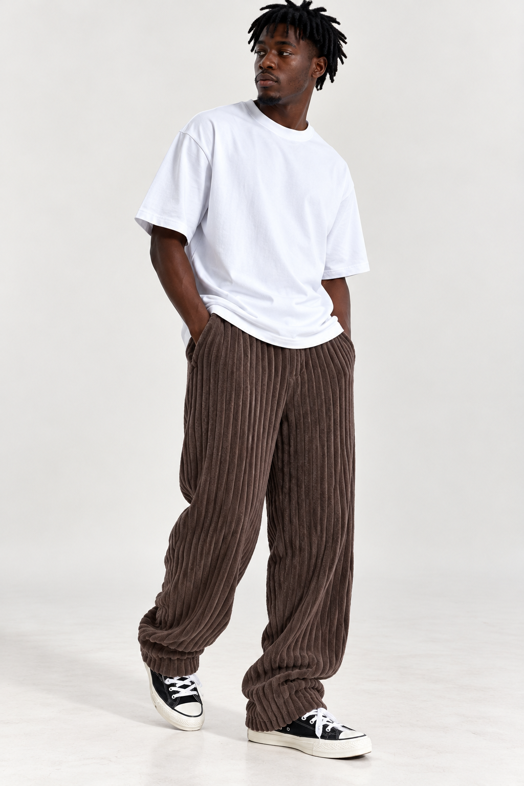 Dark chocolate Wide-leg Sweatpant (Thick Corduroy)