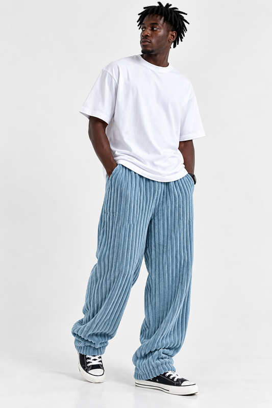 Skyblue Wide-leg Sweatpant (Thick Corduroy)